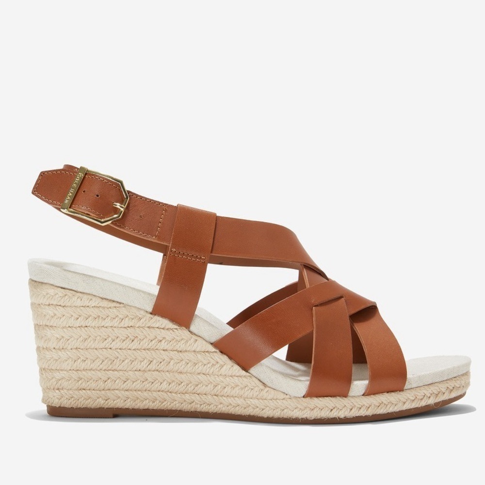 Cole Haan Crystal Wedge Espadrille Sandals Honey Jute Size: 9
